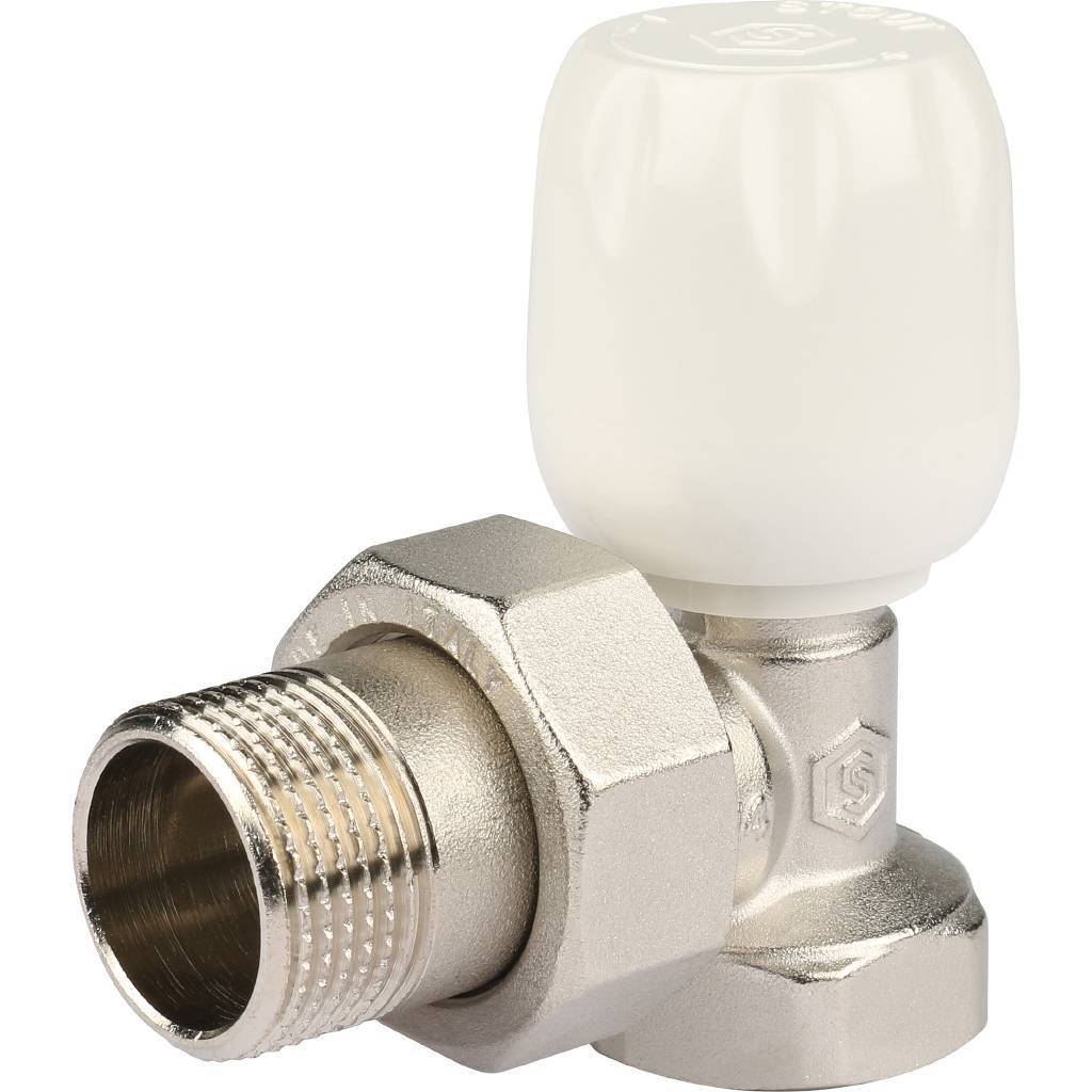 Клапан ручной терморегулирующий с неподъемным шпинделем, угловой 3/4" STOUT от производителя