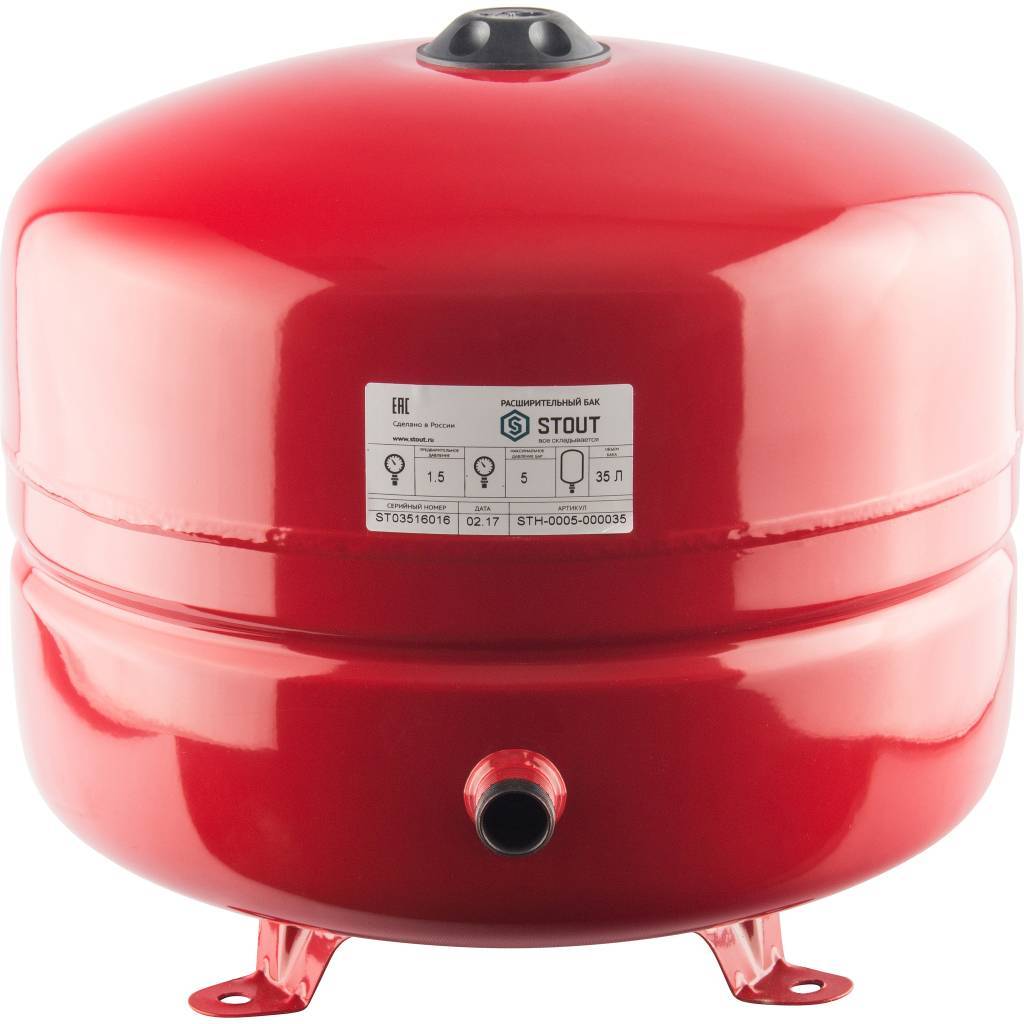 Расширительный бак на отопление  35 л. (цвет красный) STOUT от производителя