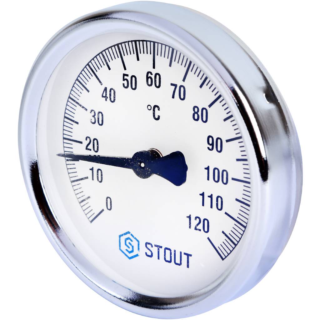 Термометр биметаллический накладной с пружиной. Корпус Dn 80 мм, 0...120°С, 1"-2" от производителя