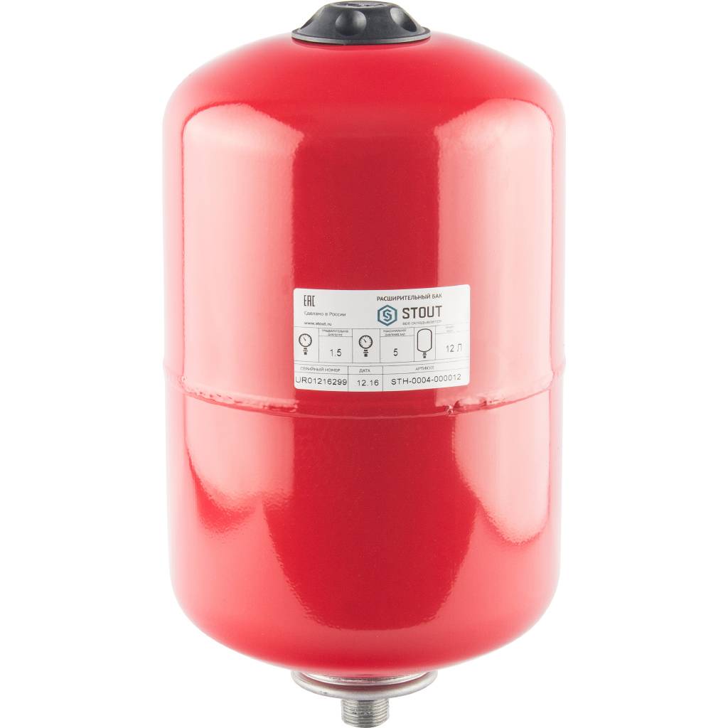 Расширительный бак на отопление  12 л. (цвет красный) STOUT от производителя
