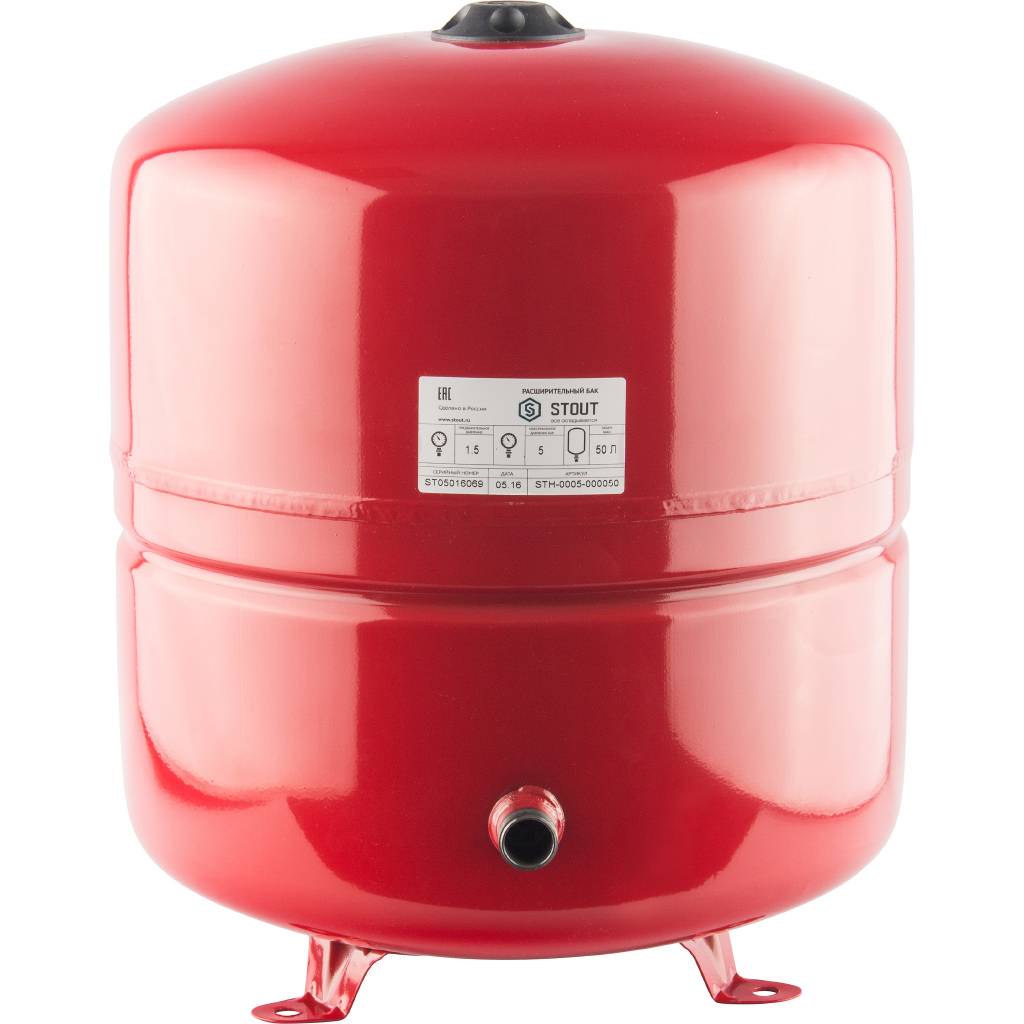 Расширительный бак на отопление  50 л. (цвет красный) STOUT от производителя
